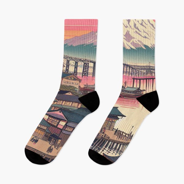 Item preview, Tacoma Ukiyo-e Landscape – Mount Rainier, Cherry Blossoms & Sunset Edo Style designed and sold by Vandy Fullam.