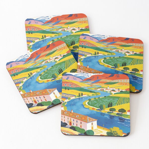 Item preview, Maximalist Landscape Gouache Art Print | Vibrant Mediterranean Valley River | Retro Vintage Travel Poster Decor designed and sold by Cherrydora.