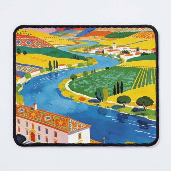 Item preview, Maximalist Landscape Gouache Art Print | Vibrant Mediterranean Valley River | Retro Vintage Travel Poster Decor designed and sold by Cherrydora.