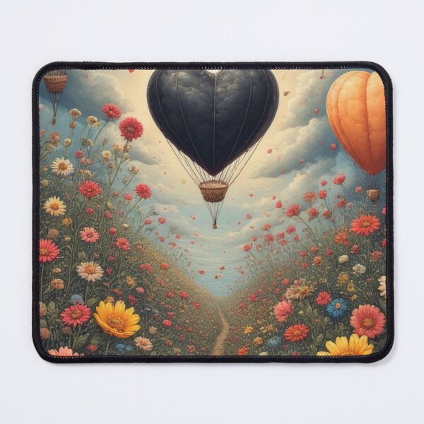 Item preview, Flower path beneath heart-shaped balloons in the sky designed and sold by Mianku | Für das Leben.