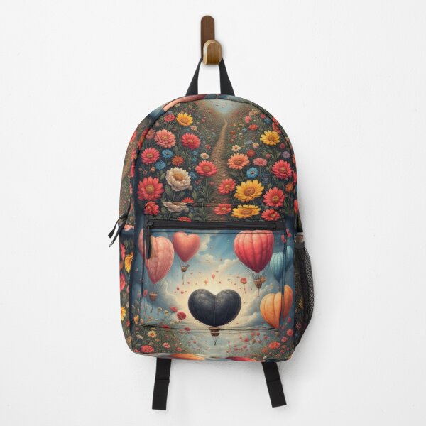 Item preview, Flower path beneath heart-shaped balloons in the sky designed and sold by Mianku | Für das Leben.