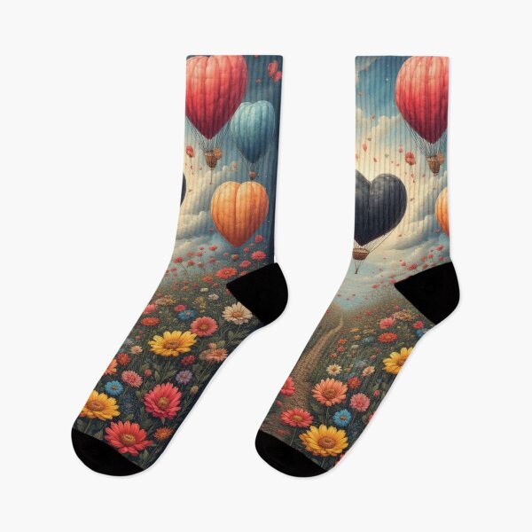 Item preview, Flower path beneath heart-shaped balloons in the sky designed and sold by Mianku | Für das Leben.