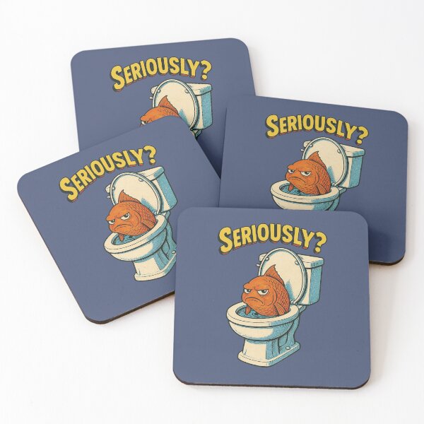 Item preview, Seriously? Grumpy Fish on Toilet – Retro Funny Illustration designed and sold by The Devil's Bargain.