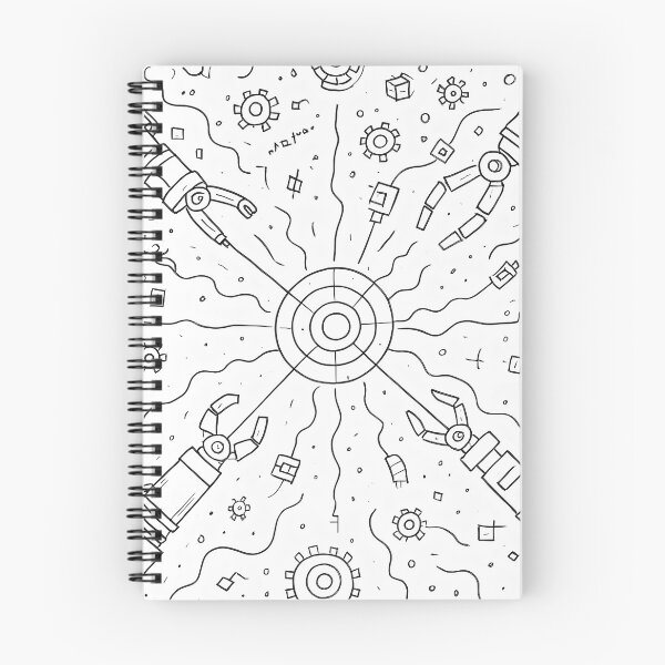 Item preview, Black & White Tech Core — Mechanical Line Art Pattern designed and sold by InNyutLab.