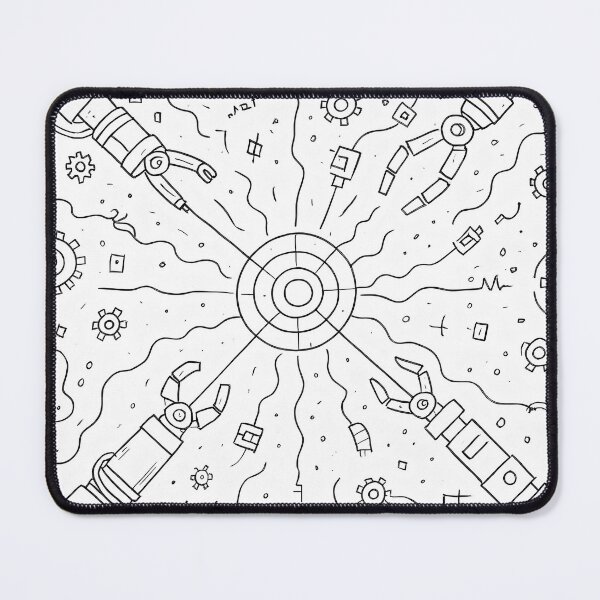 Item preview, Black & White Tech Core — Mechanical Line Art Pattern designed and sold by InNyutLab.