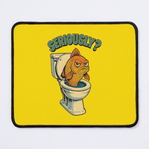 Item preview, Annoyed Fish Emerging from Toilet – Retro Comic Humor Design designed and sold by The Devil's Bargain.