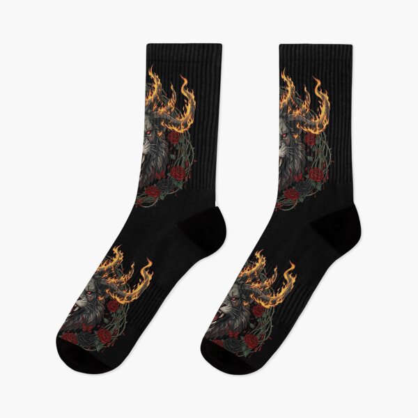 Item preview, Infernal Kings: Flaming Lion Heads & Blood Roses Art Print designed and sold by CutePearlStudio.