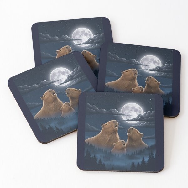 Item preview, 3 Capybaras Chirping at the Moon designed and sold by DigitalDream11.