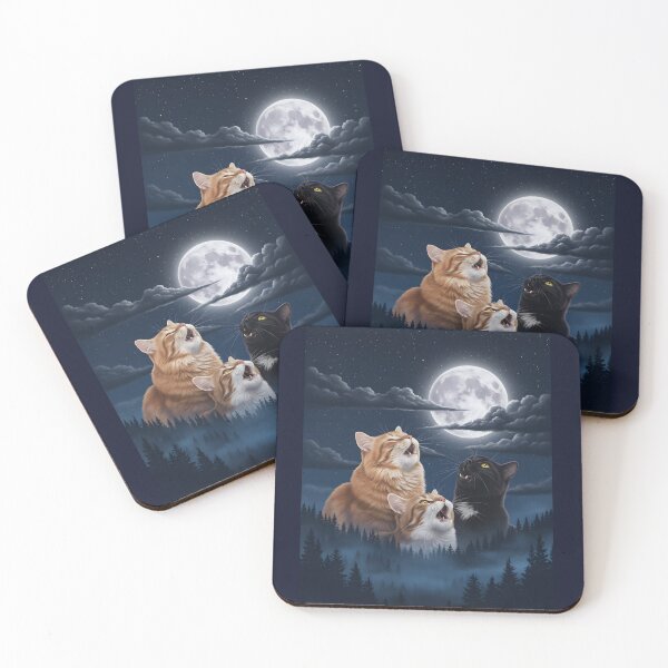 Item preview, 3 Cats Meowing at the Moon designed and sold by DigitalDream11.
