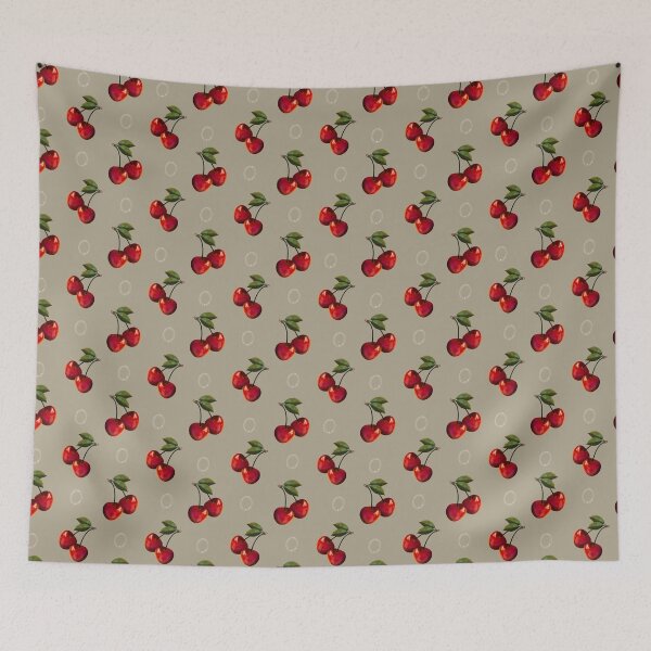 Item preview, Cherry Orchard Winter Pattern Cozy Gourmet Botanical Design designed and sold by Almanzart.