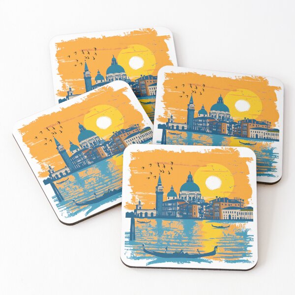 Item preview, Venice Sunset Skyline with Gondolas – Vibrant Italian City Illustration designed and sold by DesignArtist.ia.