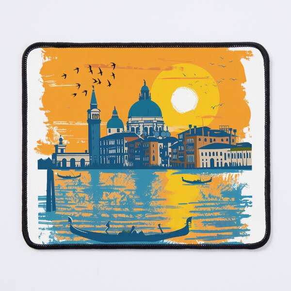 Item preview, Venice Sunset Skyline with Gondolas – Vibrant Italian City Illustration designed and sold by DesignArtist.ia.