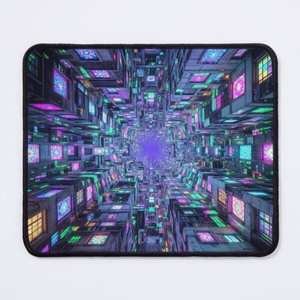 Item preview, Infinite Glitch City: Neon Cyberpunk Tunnel & Psychedelic Fractal Architecture Art Print designed and sold by DeluluWear.