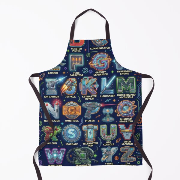 Item preview, A-Z Retro Scifi Alphabet with words designed and sold by Darktideprints.