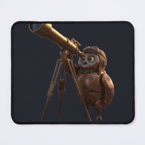 Item preview, The Celestial Navigator – Steampunk Owl Astronomer with Telescope designed and sold by Etchoura.