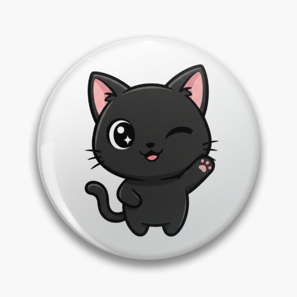 Item preview, Kawaii Black Cat Winking Cute Kitten Pink Paw Adorable Kitty designed and sold by ArtByYunus.
