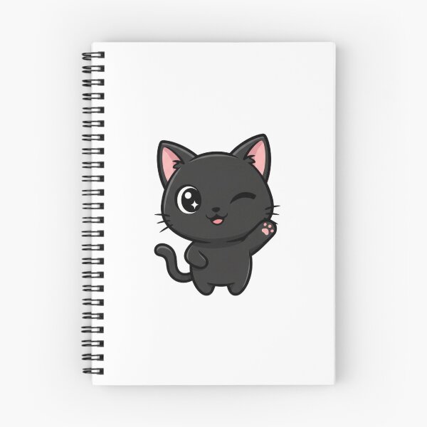Item preview, Kawaii Black Cat Winking Cute Kitten Pink Paw Adorable Kitty designed and sold by ArtByYunus.