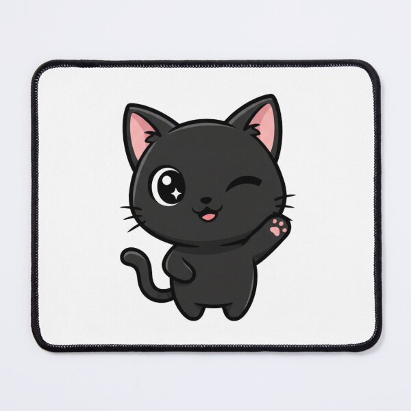 Item preview, Kawaii Black Cat Winking Cute Kitten Pink Paw Adorable Kitty designed and sold by ArtByYunus.