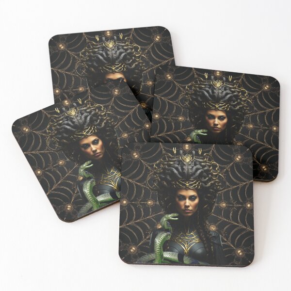 Item preview, mystic medusa – dark serpent goddess – black gold fantasy designed and sold by Traumrausch.
