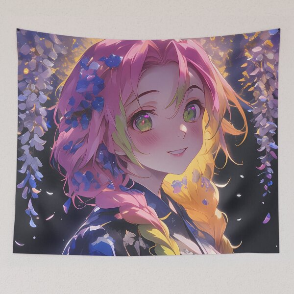 Item preview, Mitsuri Kanroji Demon Slayer Anime Girl Wisteria Blossom Glow Sakura Radiance designed and sold by thedarvills.