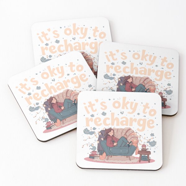 Item preview, It's Okay To Recharge | Cozy Self Care Chair & Tea Aesthetic designed and sold by Tiny Globe .