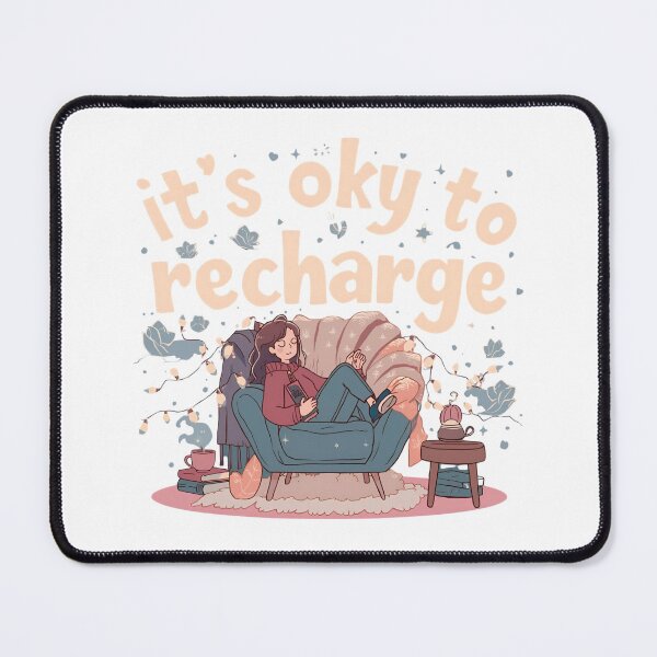 Item preview, It's Okay To Recharge | Cozy Self Care Chair & Tea Aesthetic designed and sold by Tiny Globe .