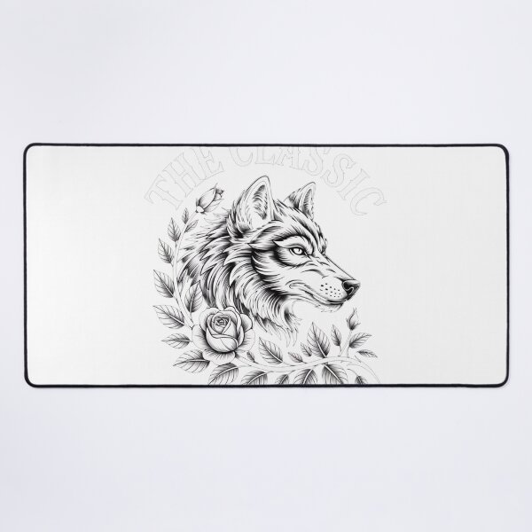 Item preview, The Classic Wolf – Black & White Gothic Tattoo Art designed and sold by TeeVibeHaus.