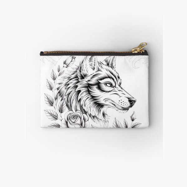 Item preview, The Classic Wolf – Black & White Gothic Tattoo Art designed and sold by TeeVibeHaus.