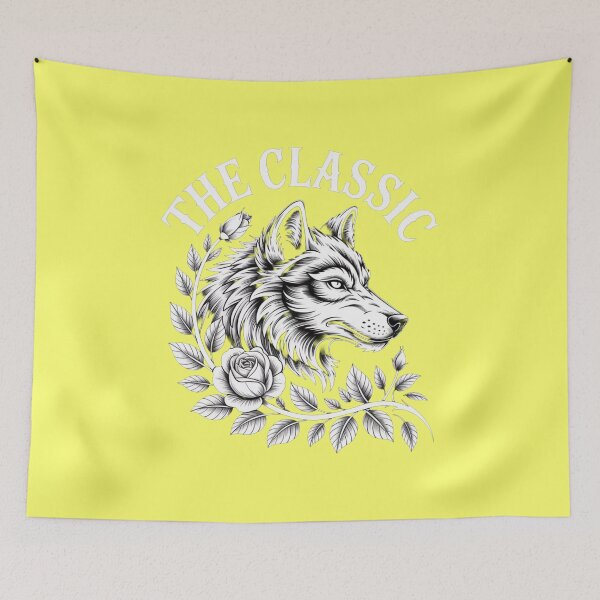 Item preview, The Classic Wolf – Black & White Gothic Tattoo Art designed and sold by TeeVibeHaus.