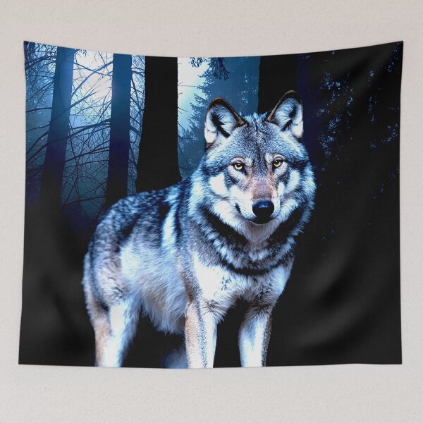 Item preview, Lone Wolf in a Moonlit Forest designed and sold by Exodoi.