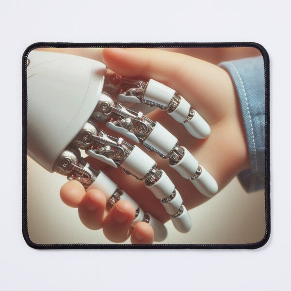 Item preview, Hands shake - Human & Robot Connection – Futuristic AI Hand Touch Artwork designed and sold by Dezien.