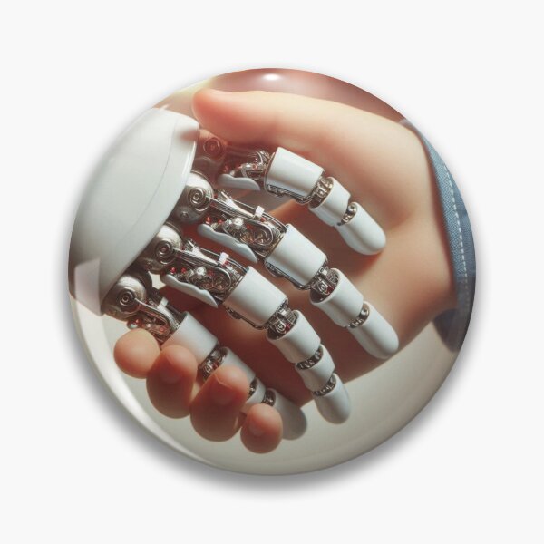 Item preview, Hands shake - Human & Robot Connection – Futuristic AI Hand Touch Artwork designed and sold by Dezien.