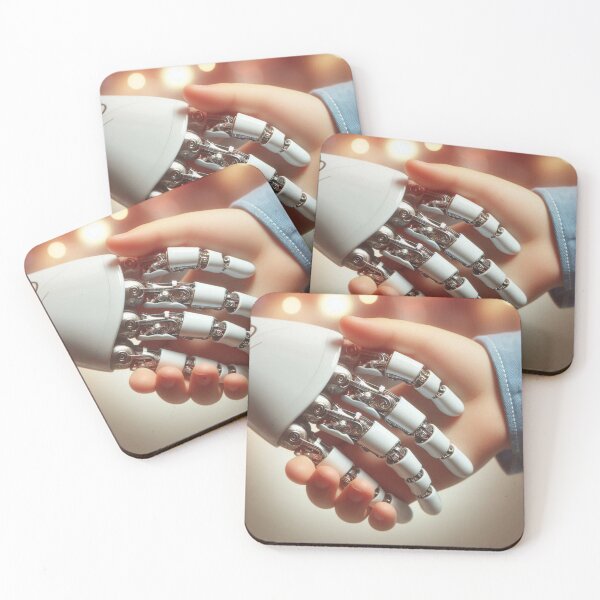 Item preview, Hands shake - Human & Robot Connection – Futuristic AI Hand Touch Artwork designed and sold by Dezien.