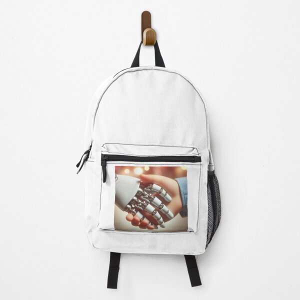 Item preview, Hands shake - Human & Robot Connection – Futuristic AI Hand Touch Artwork designed and sold by Dezien.