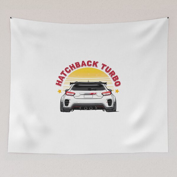 Item preview, Hatchback Turbo Car Illustration — Modern White Sports Car Rear View designed and sold by Colorful-Garden.