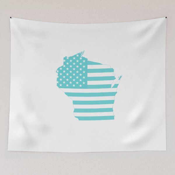 Item preview, Wisconsin USA Flag Silhouette – Stars and Stripes State Outline designed and sold by Paper Drip.
