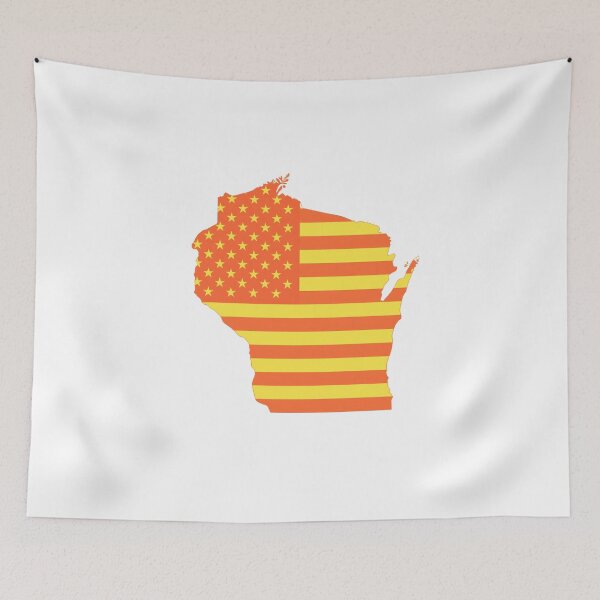 Item preview, Wisconsin USA Flag Silhouette – Stars and Stripes State Outline designed and sold by Paper Drip.