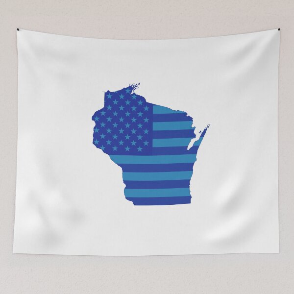 Item preview, Wisconsin USA Flag Silhouette – Stars and Stripes State Outline designed and sold by Paper Drip.