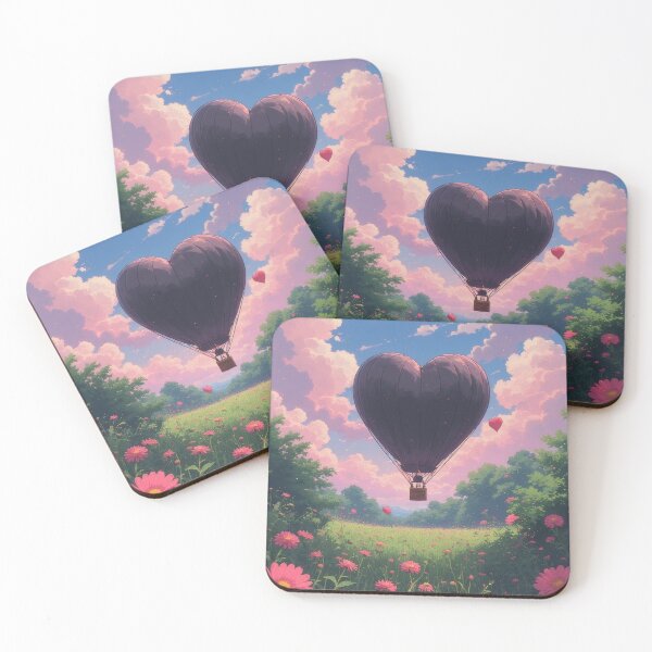 Item preview, Heart-shaped balloon over a blooming flower field designed and sold by Mianku | Für das Leben.