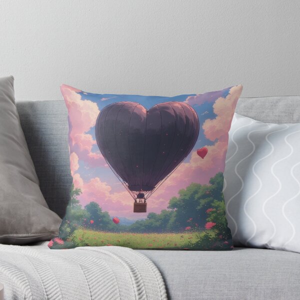 Item preview, Heart-shaped balloon over a blooming flower field designed and sold by Mianku | Für das Leben.