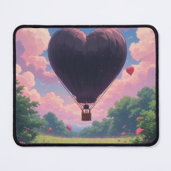 Item preview, Heart-shaped balloon over a blooming flower field designed and sold by Mianku | Für das Leben.