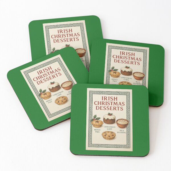 Item preview, Irish Christmas Desserts — Vintage Holiday Poster with Celtic Border designed and sold by Novel Works Studio.
