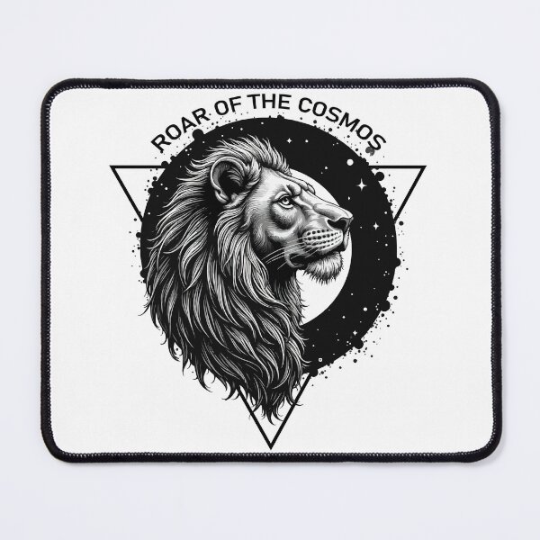 Item preview, Roar of the Cosmos Lion Cosmic Art T-Shirt Black & White Space Illustration designed and sold by Design-Pro-21.