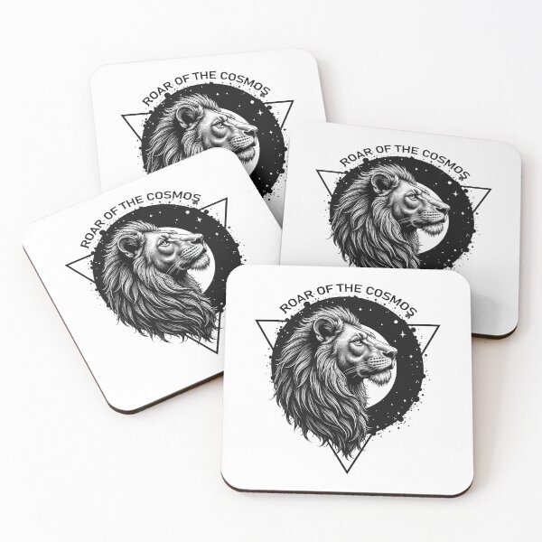 Item preview, Roar of the Cosmos Lion Cosmic Art T-Shirt  Black & White Space Illustration designed and sold by Design-Pro-21.