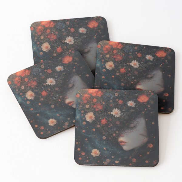 Item preview, Dreamy woman with flowers and stars designed and sold by Mianku | Für das Leben.
