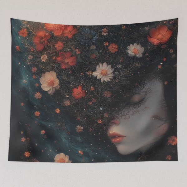 Item preview, Dreamy woman with flowers and stars designed and sold by Mianku | Für das Leben.