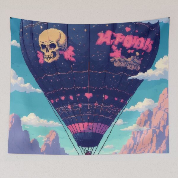 Item preview, Pixel art: Hot air balloon over desert landscape designed and sold by Mianku | Für das Leben.