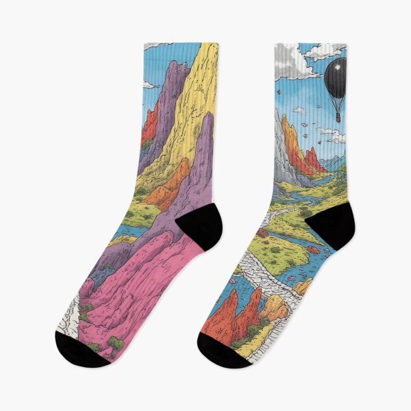 Item preview, Colorful valley with hot air balloon ride and trail designed and sold by Mianku | Für das Leben.