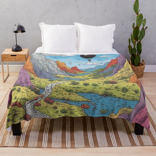 Item preview, Colorful valley with hot air balloon ride and trail designed and sold by Mianku | Für das Leben.