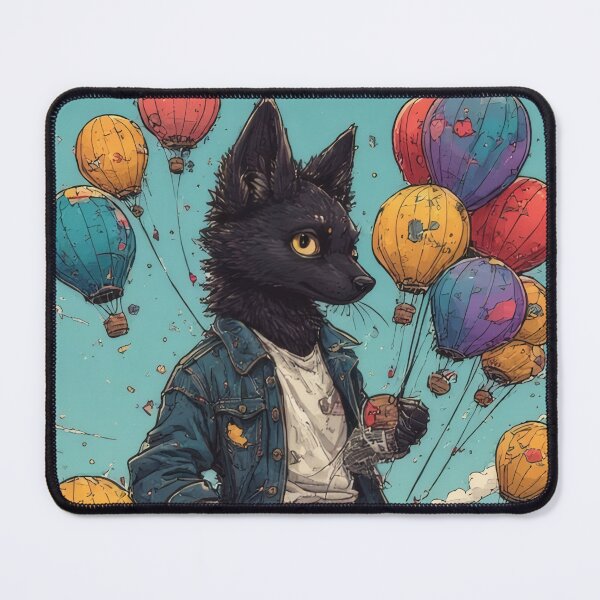 Item preview, Anthropomorphic wolf with balloons in the sky designed and sold by Mianku | Für das Leben.